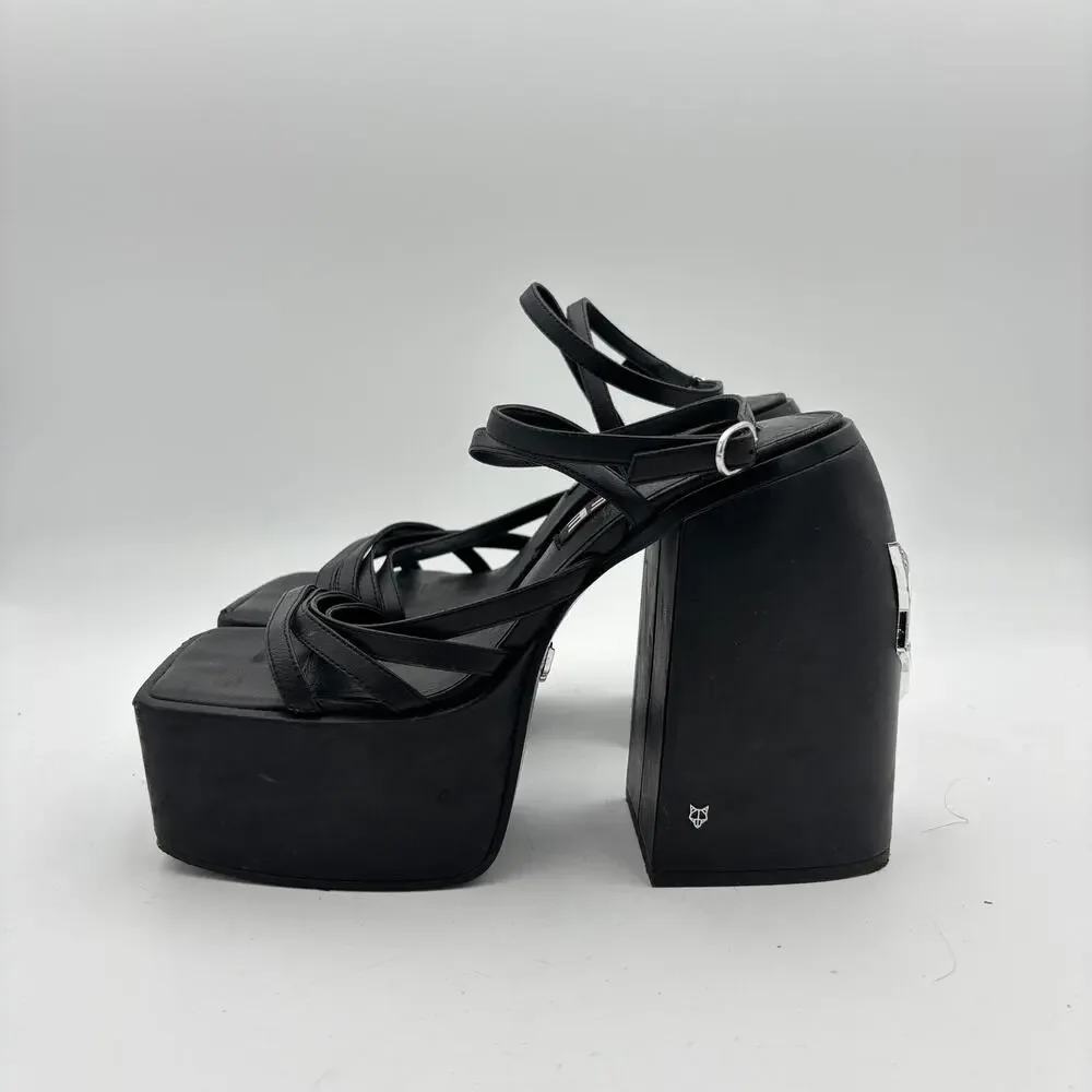 Naked Wolfe Jada Leather Platform Sandals Heels Women's 9 Y2K Brat - Picture 5 of 12